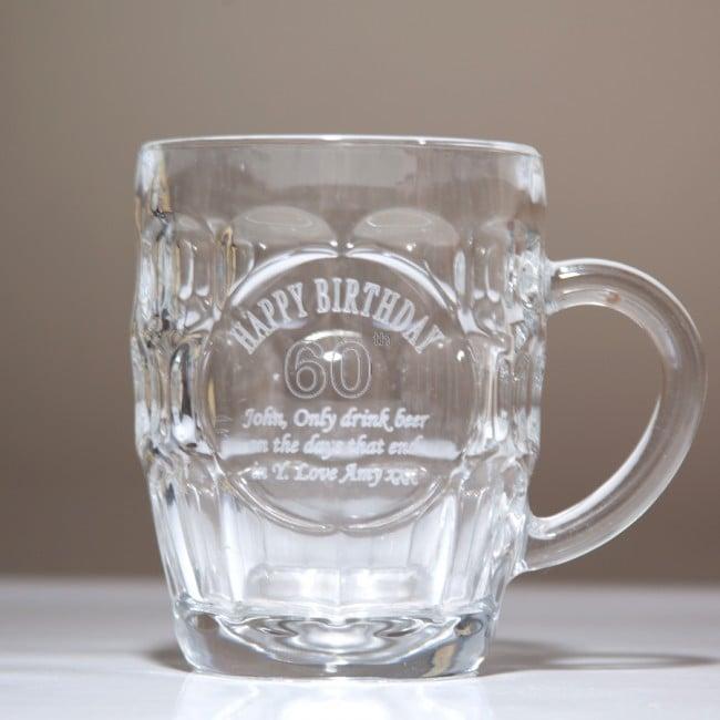 Traditional Personalised 60th Birthday Gifts Glass Tankard