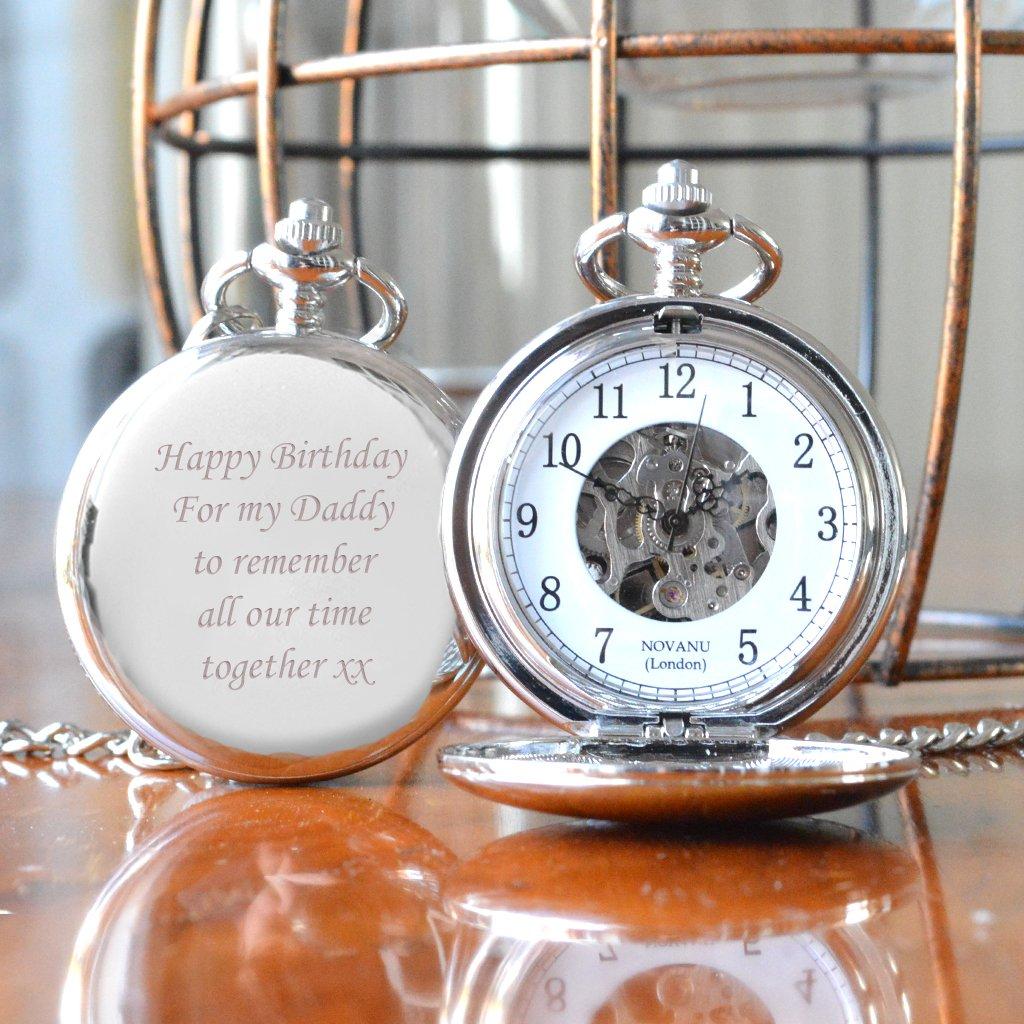 Personalised Mechanical Pocket Watch Silver