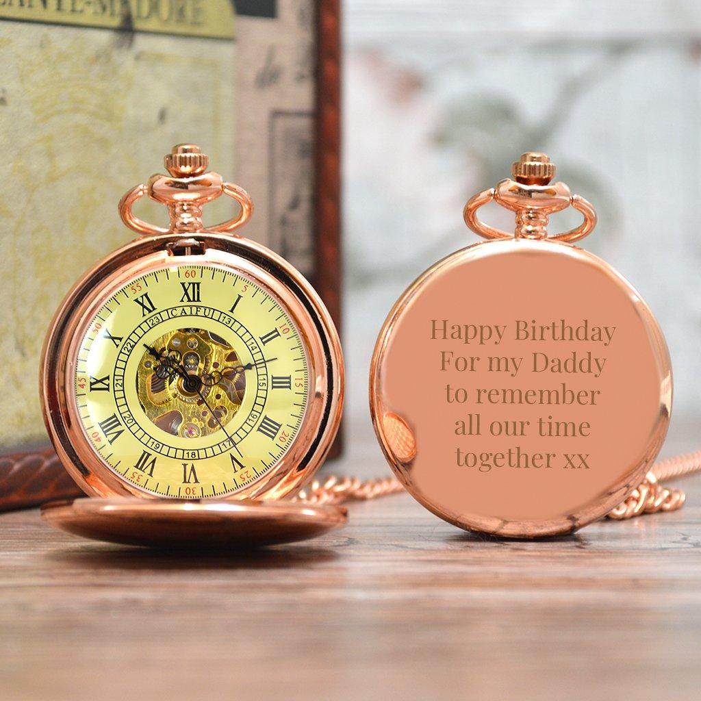 Roman Rose Gold Personalised Pocket Watch Gift