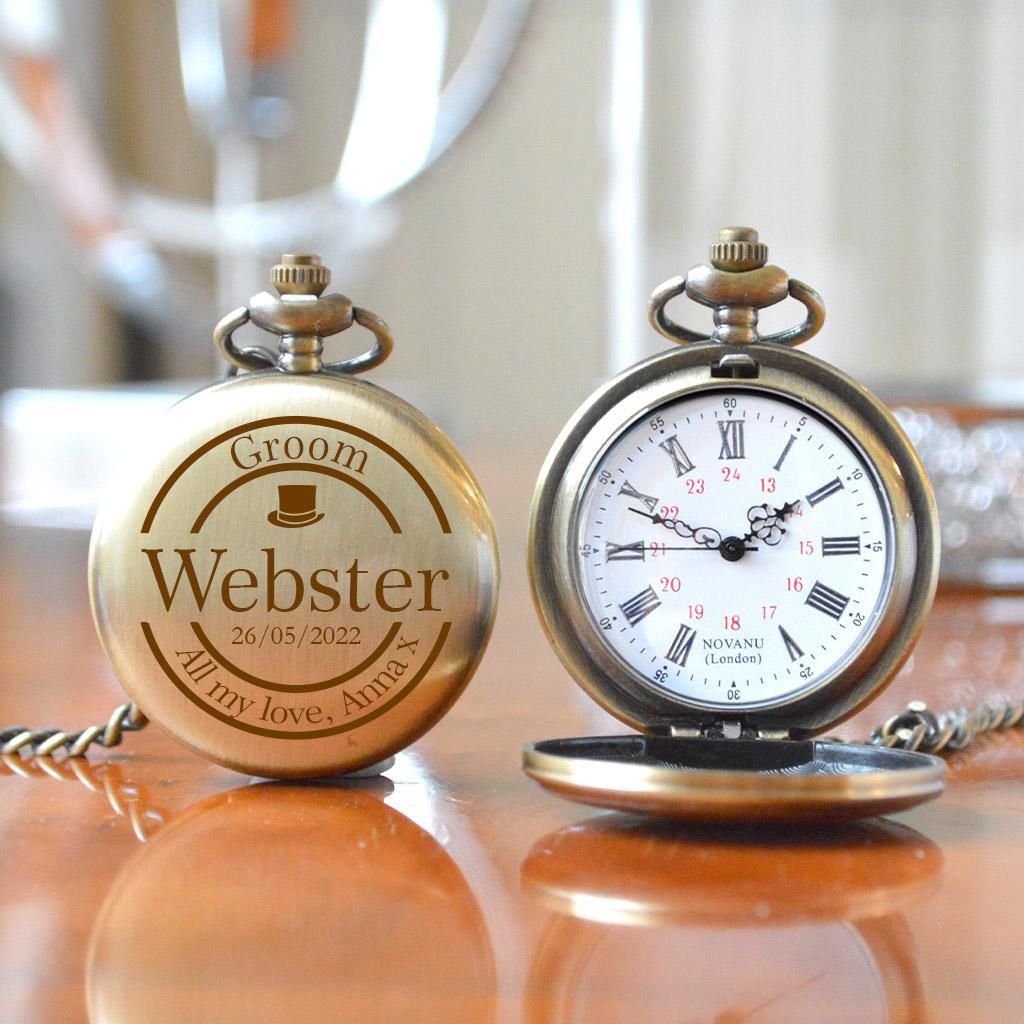 Grooms Engraved Pocket Watch