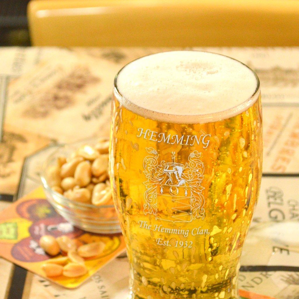 Personalised Pint Glass With Your Family Crest