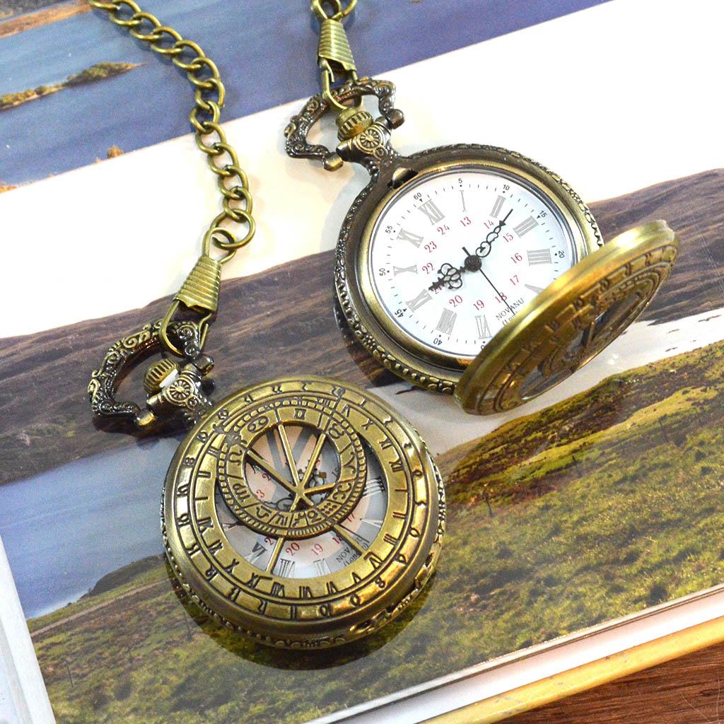 Personalised Bronze Pocket Watch With Sextant Design