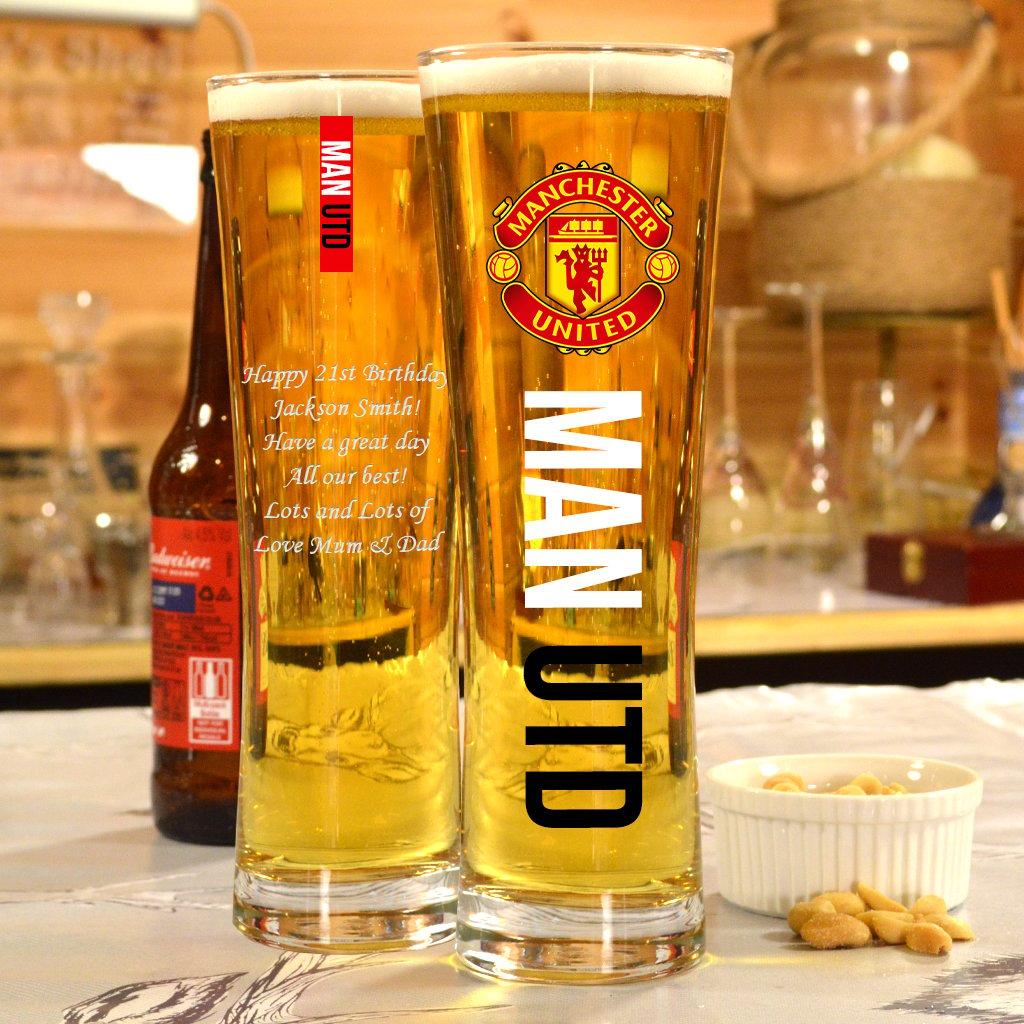 Personalised Manchester United Peroni Glass Gifts