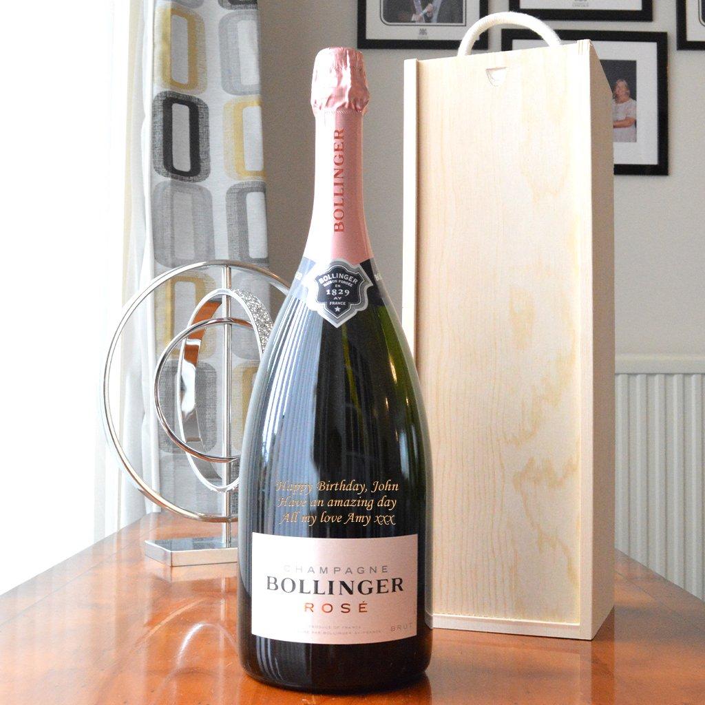 Personalised Bollinger Rose Magnum Champagne