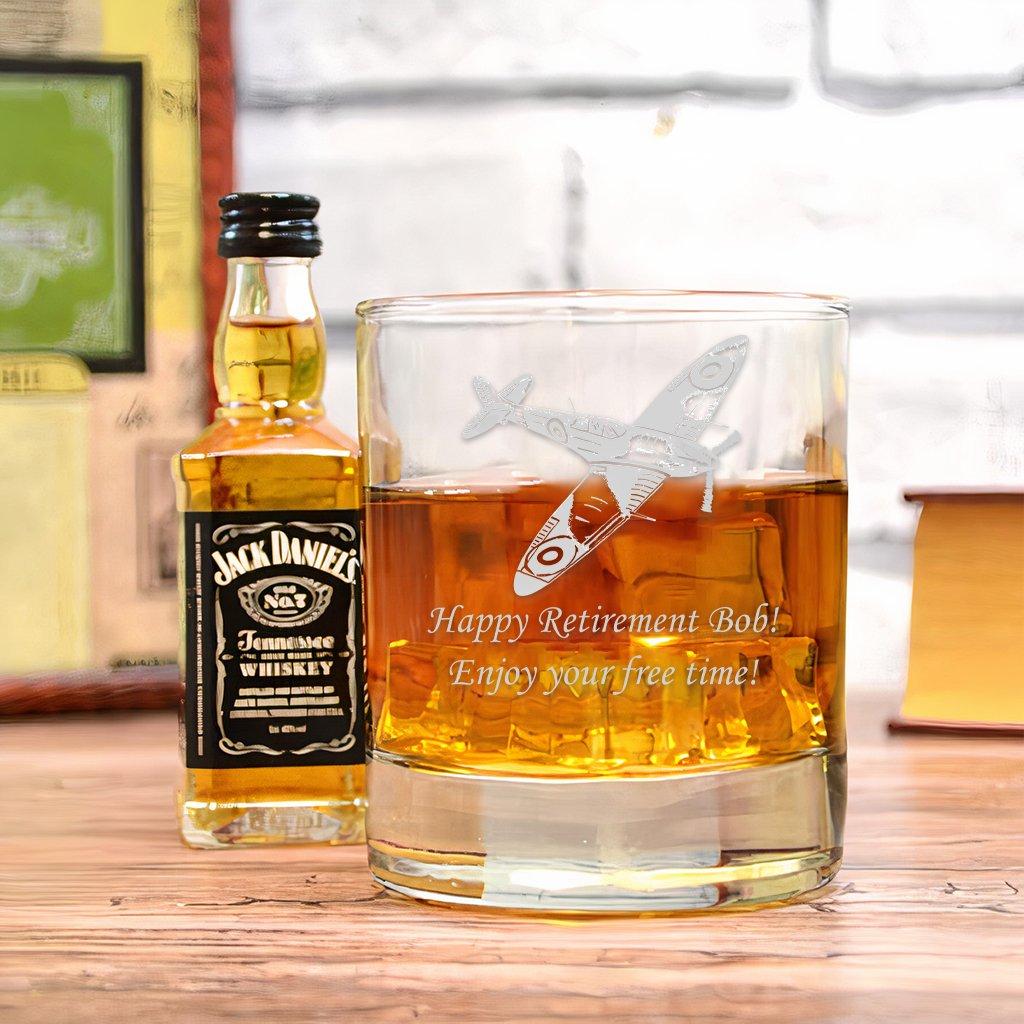 Personalised Whisky Glass With A Spitfire Aircraft Image