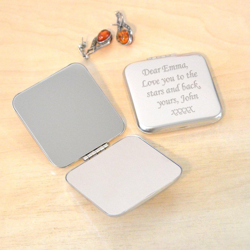 Personalised Silver Compact Mirror