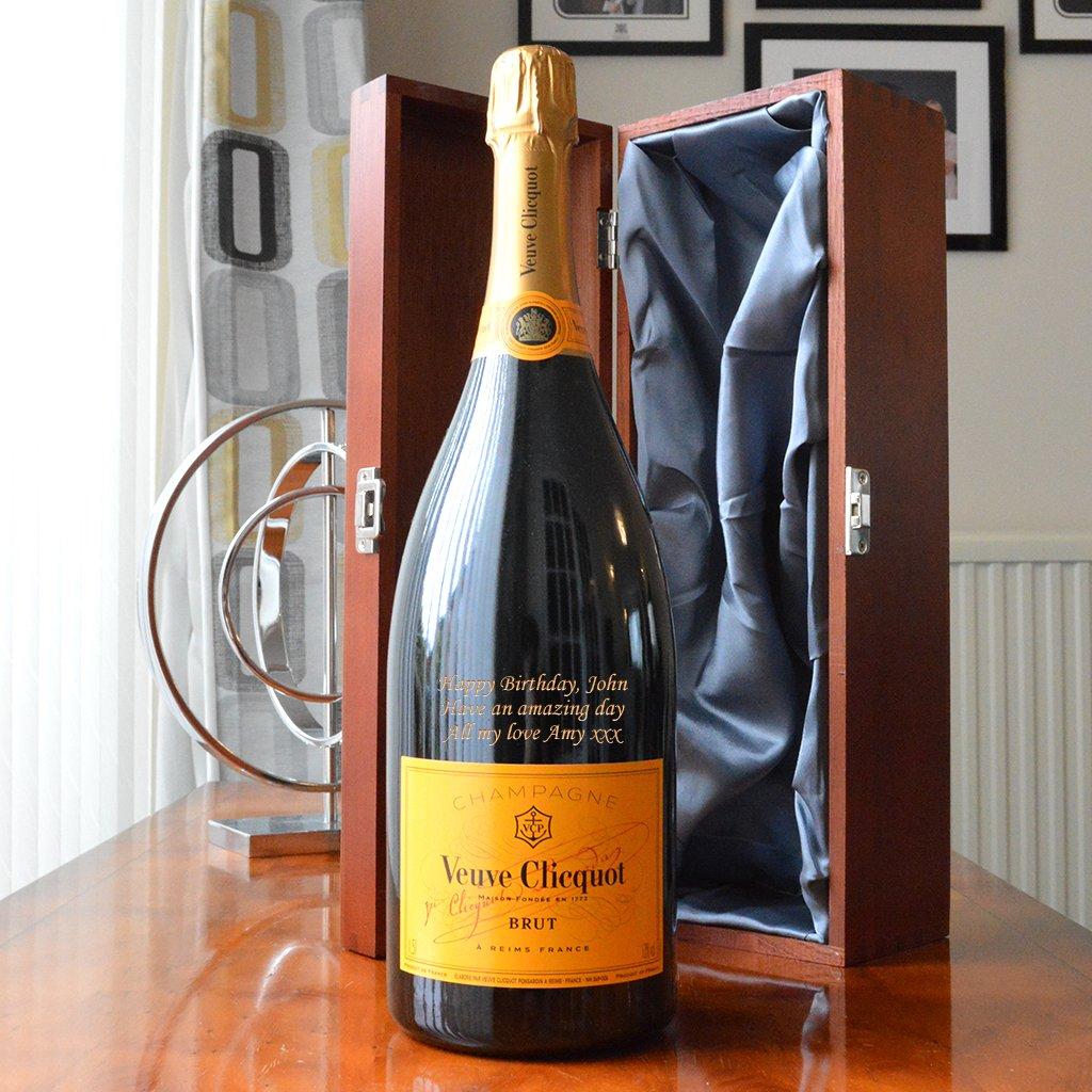 Personalised Champagne Magnum Veuve Clicquot With Elmwood Gift Box