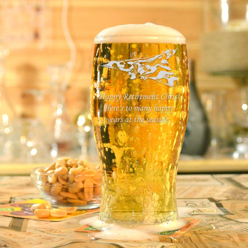 Personalised Engraved Pint Glass With Vulcan Aircraft