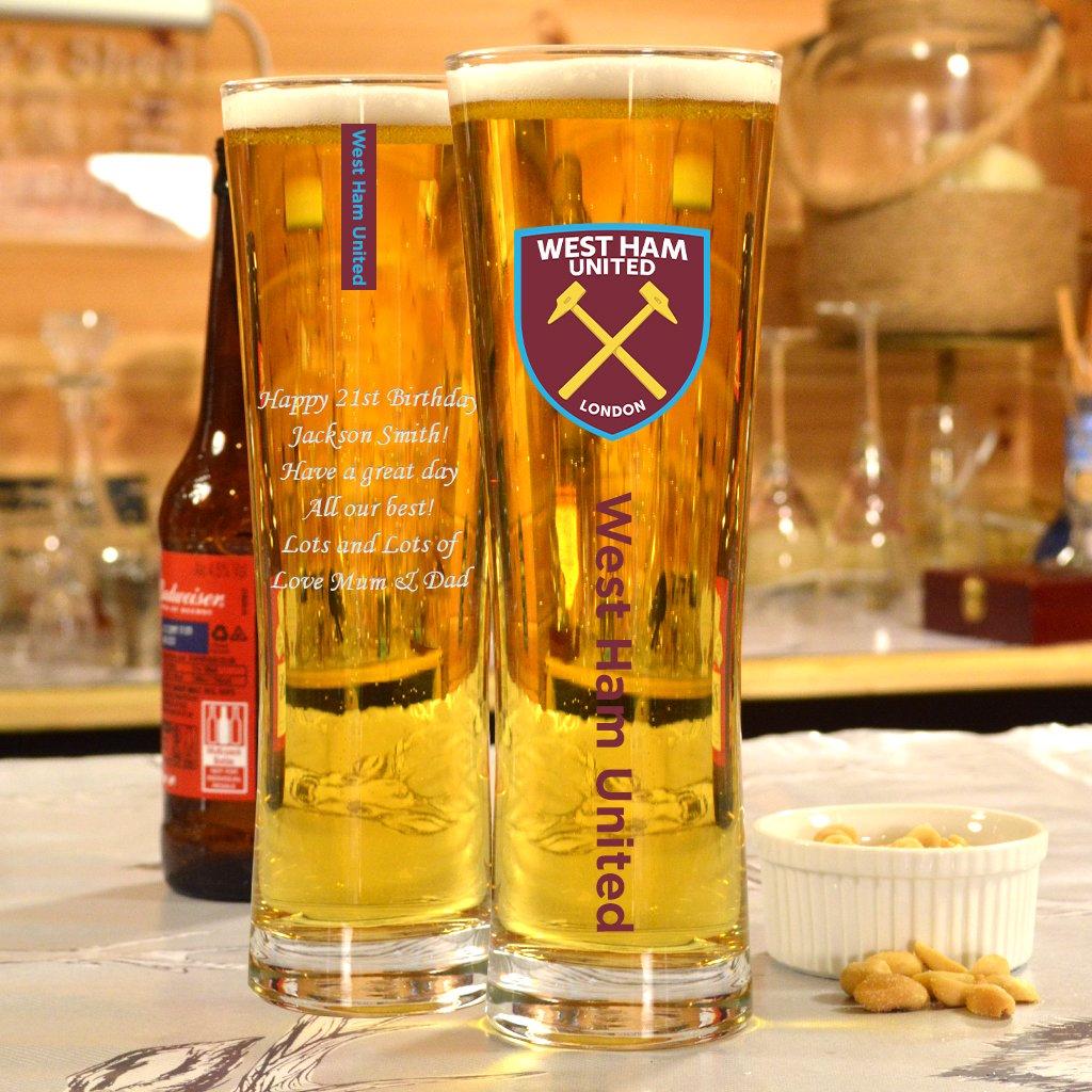 Personalised West Ham Peroni Style Pint Glass Gifts