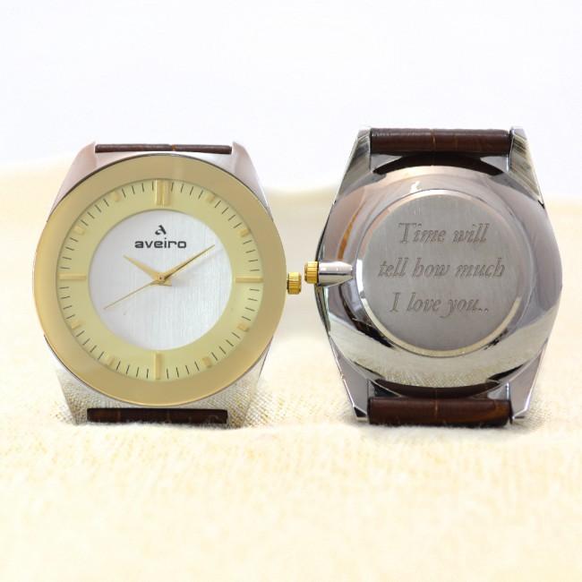 Mens Personalised Wrist Watch Gold and Silver Dial