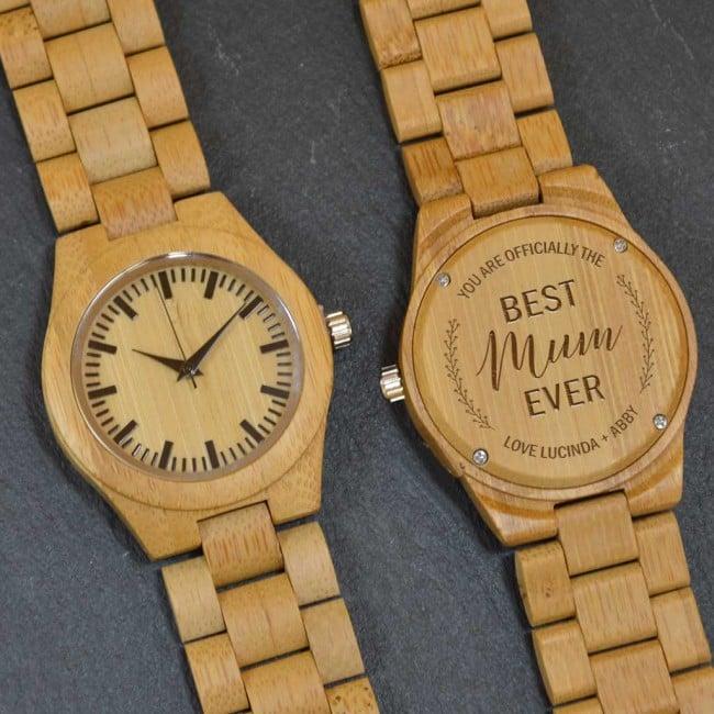 Personalised Wooden Wrist Watch For Mum