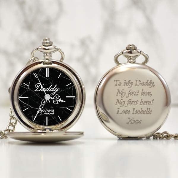 Fathers Day Gifts Black Marble Pocket Watch