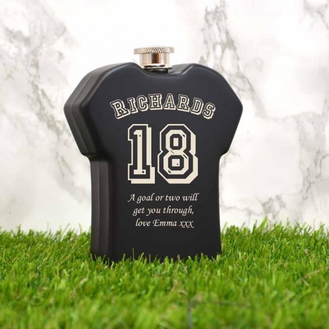 Personalised Football Hip Flask 18th Birthday Gift