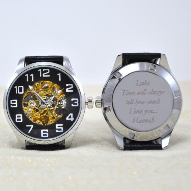 Engraved Mechanical Wrist Watch