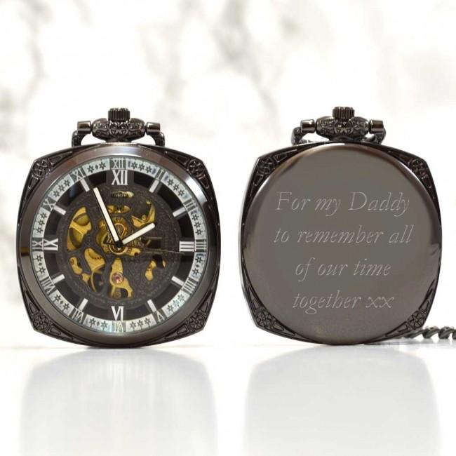 Open Face Personalised Pocket Watch Cartouche Design