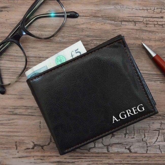 Personalised Black Wallet for Men