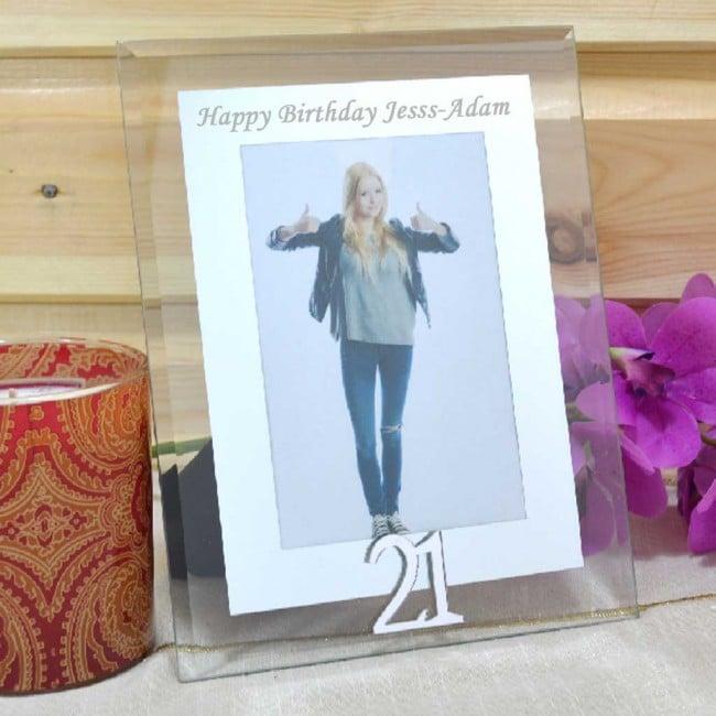 Personalised 21st Birthday Gift Glass Photo Frame