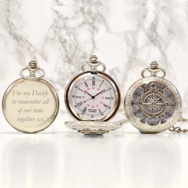 Gifts for Dad Personalised Pocket Watch Compass Design