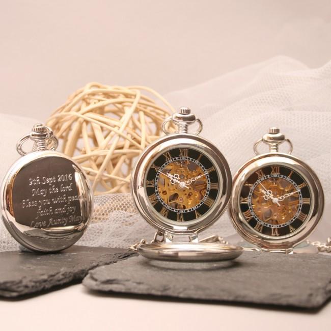 Personalised Pocket Watch With Standing Lid