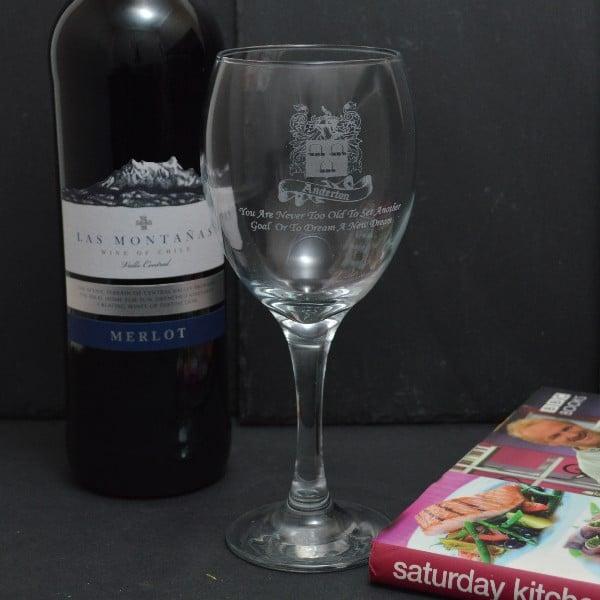 Coat Of Arms Engraved Wine Glass