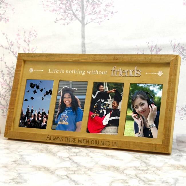 Natural Wood Friends Personalised Photo Frame Gift