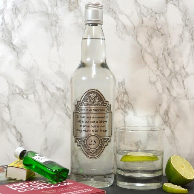 Personalised Gin Gift With Ornate Handmade Pewter Label