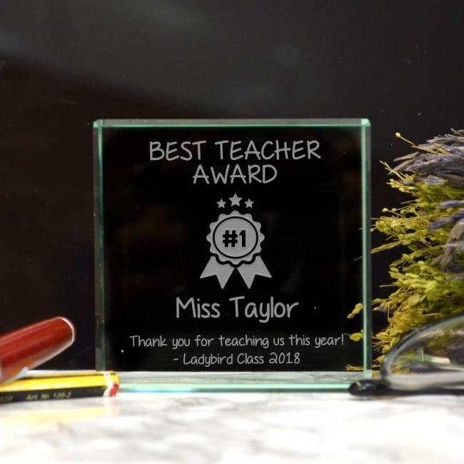 Personalised Glass Award Thank You Teacher Gift