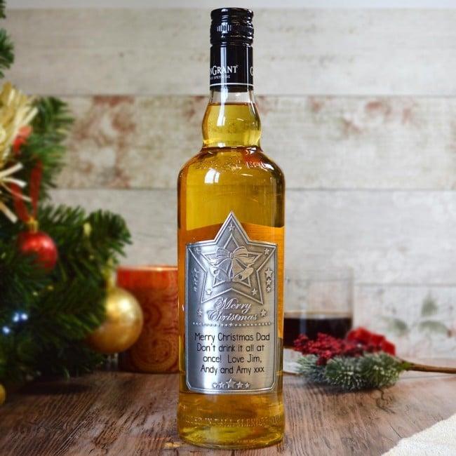 Engraved Single Malt Whisky Christmas Gift Stars Label