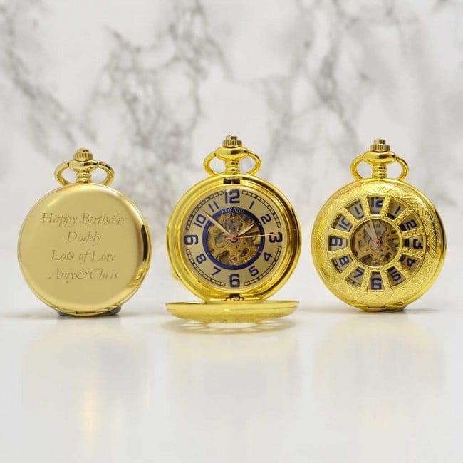 Personalised Pocket Watch With A Gold Spoke Design