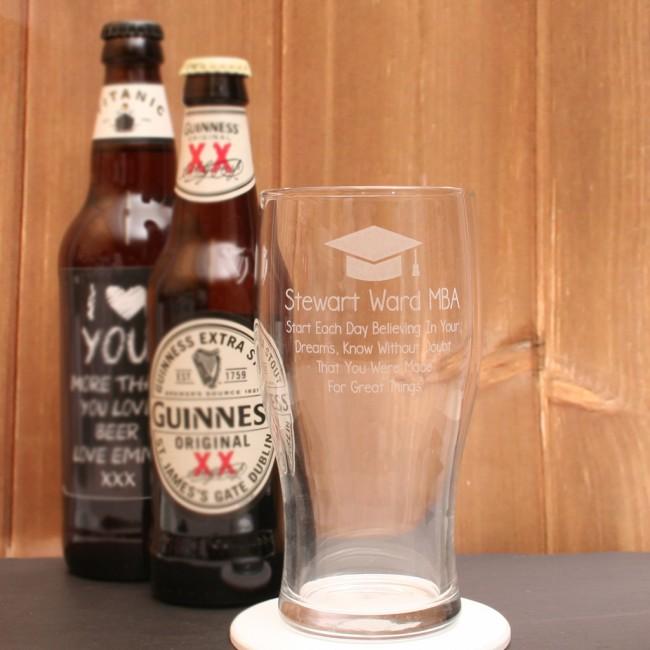 Graduation Personalised Pint Glass Gift