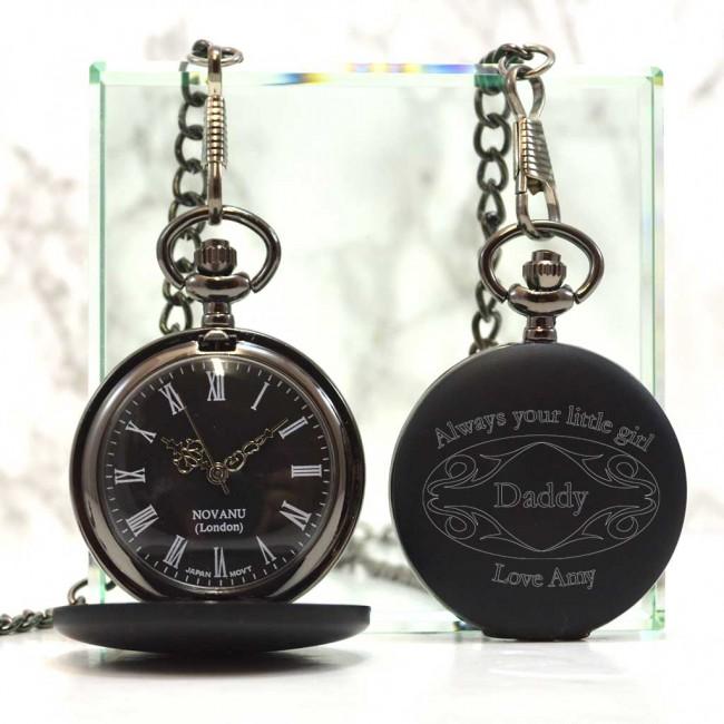 Black Personalised Pocket Watch