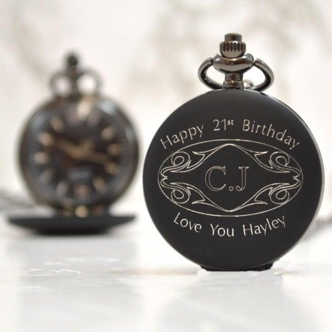 Personalised 21st Birthday Gift Pocket Watch Initials