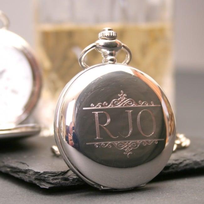 Personalised Pocket Watch With Engraved Initials