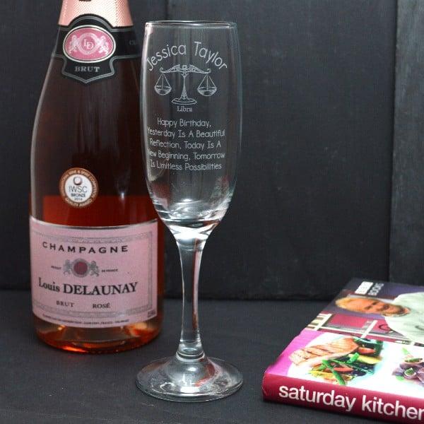 Personalised Champagne Flute Libra Design