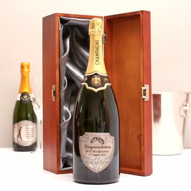 Personalised Magnum Champagne With Pewter Label