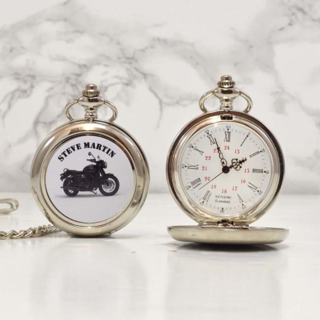 Personalised Pocket Watch Gift Motorbike Design