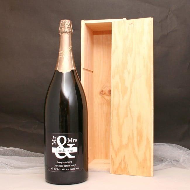 Personalised Jeroboam Champagne Gift With Mr & Mrs Label