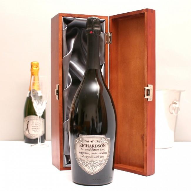 Personalised Mr And Mrs Magnum Prosecco Gift With Pewter Label