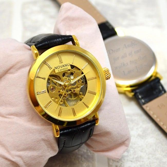 Gents Gold Personalised Wrist Watch