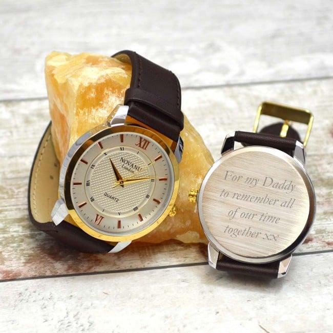 Personalised Gents Wrist Watch Gold Two Tone