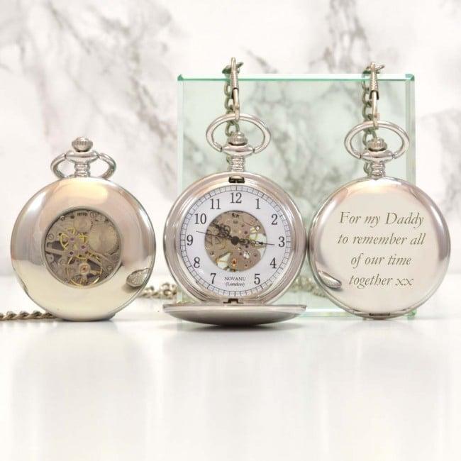 Fathers Day Gifts Personalised Skeleton Pocket Watch