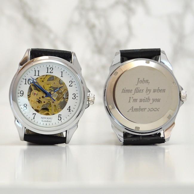 Personalised Mechanical Wrist Watch With Standard Numerals