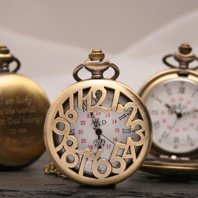 Personalised Bronze Pocket Watch Numbers Design