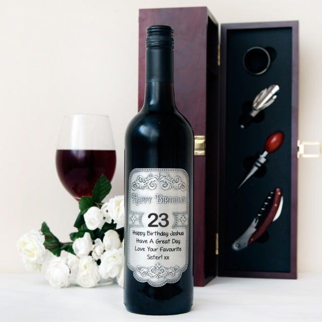 Personalised Birthday Wine with Pewter Label