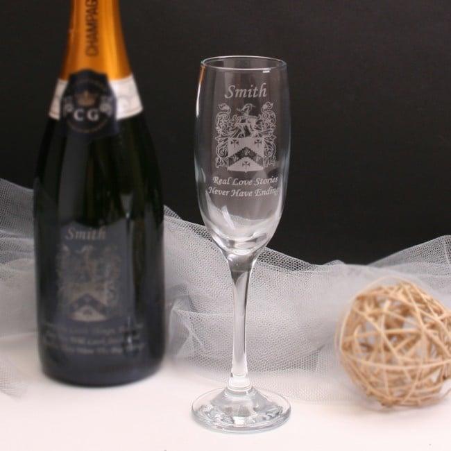 Family Crest Engraved Champagne Flute