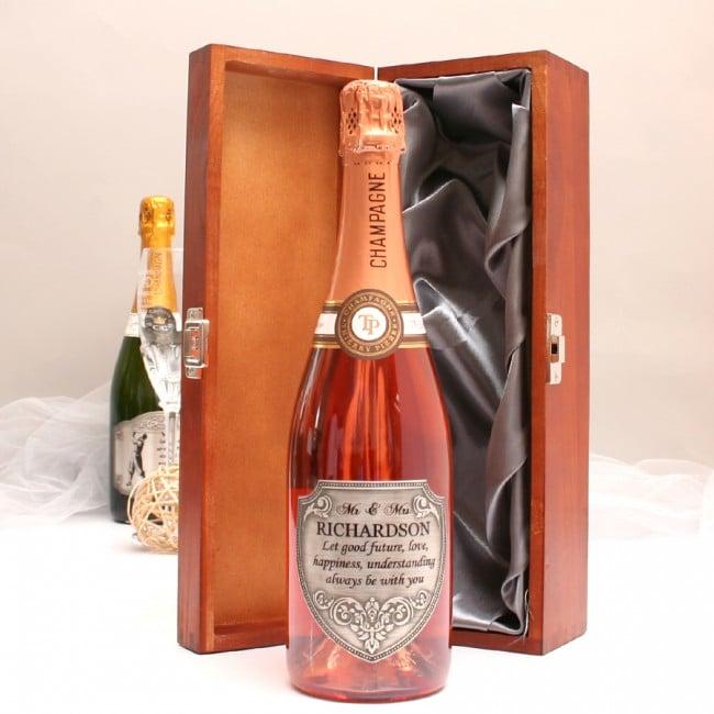 Personalised Mr and Mrs Rose Champagne Wedding Gift