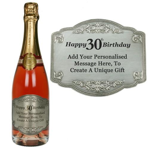 Personalised 30th Birthday Pewter Champagne Label Present