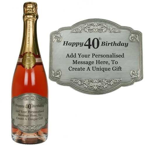 Personalised 40th Birthday Pewter Champagne Label Present