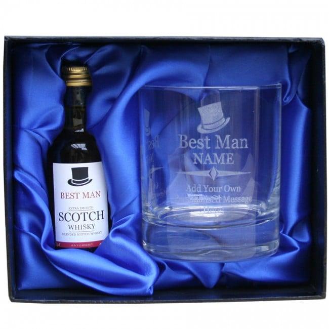 Personalised Best Man Mini Whisky Gift Set with Whisky Tumbler