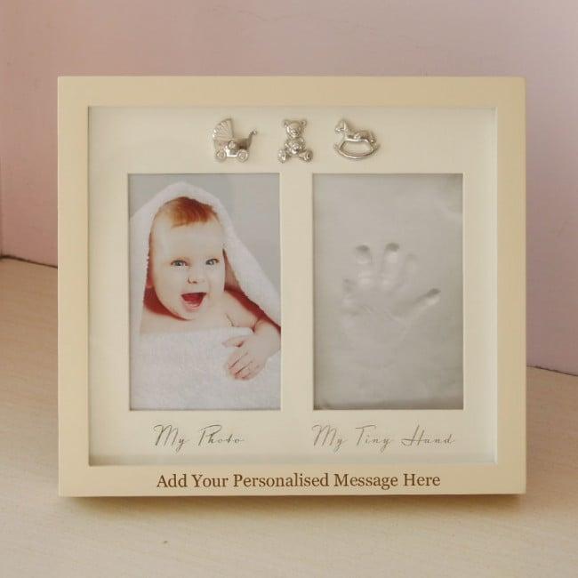 Personalised Baby Clay Hand Print And Photo Frame Gift